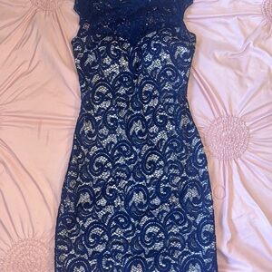 Elegant Navy Lace Dress